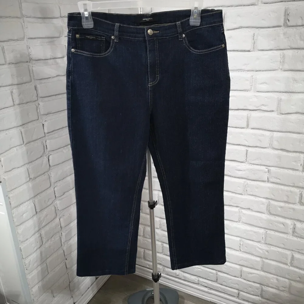 Simon Chang Denim Ladies Size 16 Dark Wash Straight Leg Blue Jeans - Picture 1 of 13